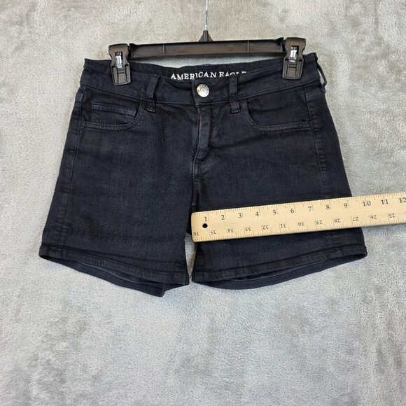 American Eagle Outfitters Shorts Womens 4 Black Denim Midi Super Stretch Jean - Picture 6 of 12